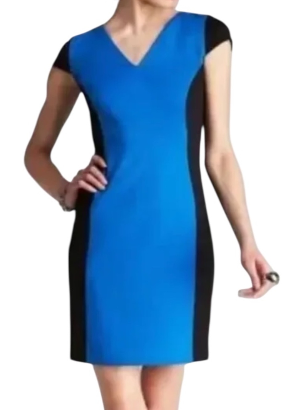 MICHAEL Michael Kors Ponte Knit Color Block Sheath Dress - Blue & Black Size 6